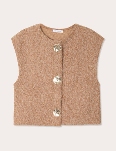 Gilet sans manches marron clair femme
