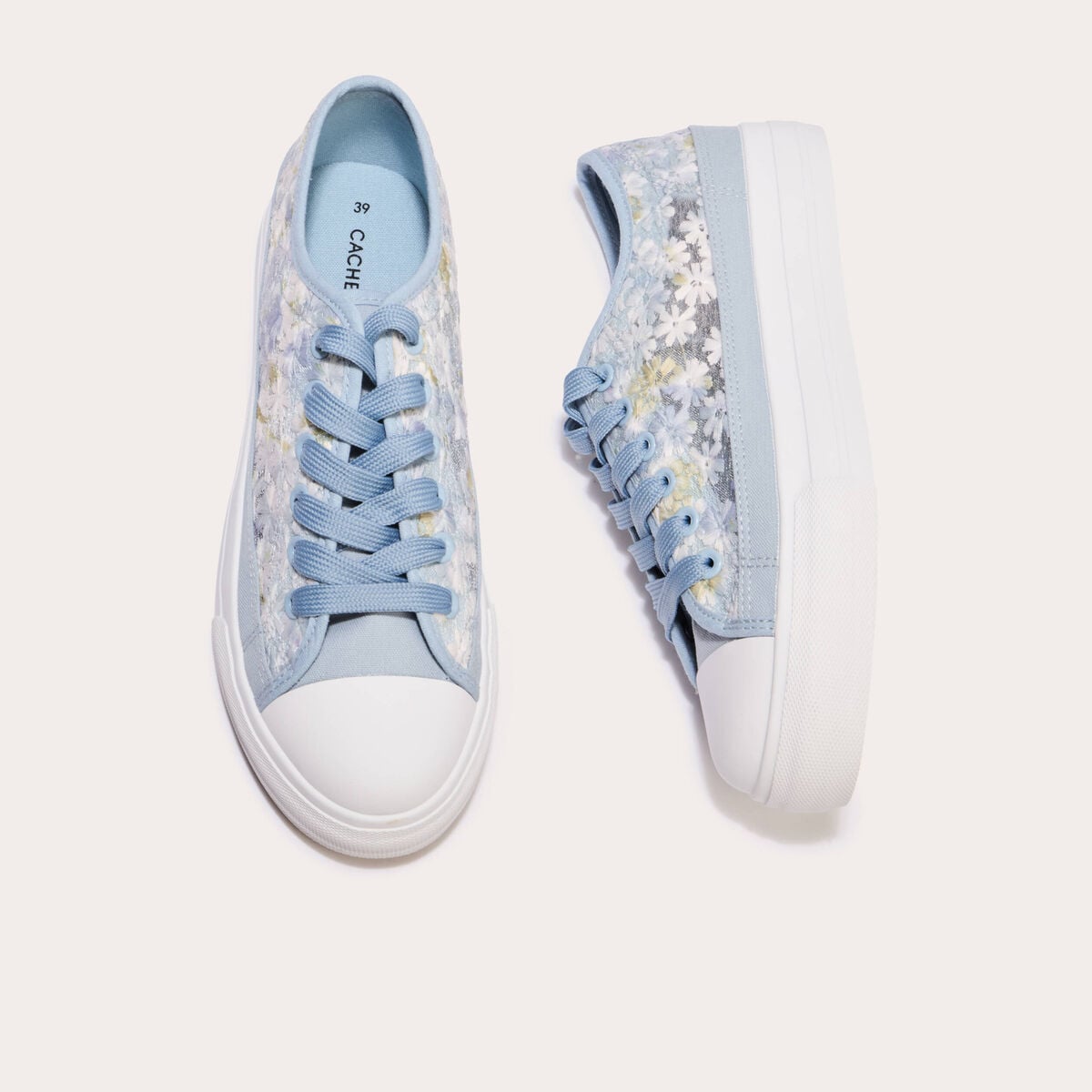 Basket plates en dentelle bleu clair femme