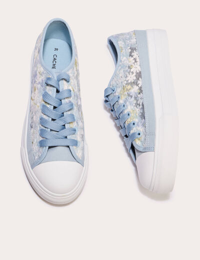 Basket plates en dentelle bleu clair femme