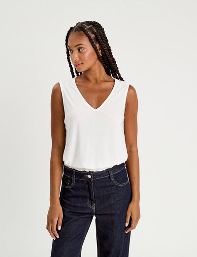 Blouse sans manches ecru femme