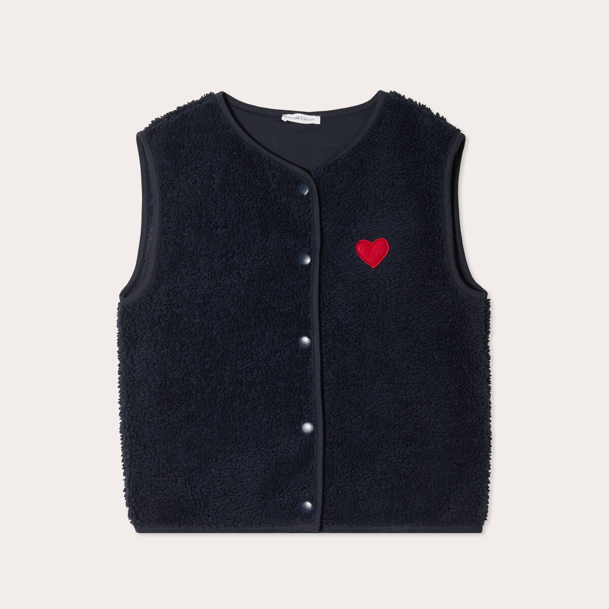 Gilet effet polaire bleu marine femme