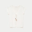 Gilet manches courtes aspect dentelle ecru femme