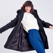 Doudoune droite ceinturée noir femme