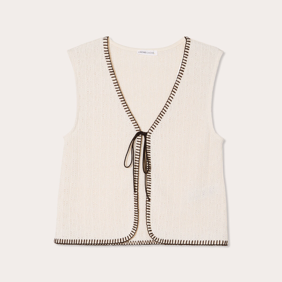 Gilet sans manches ecru femme