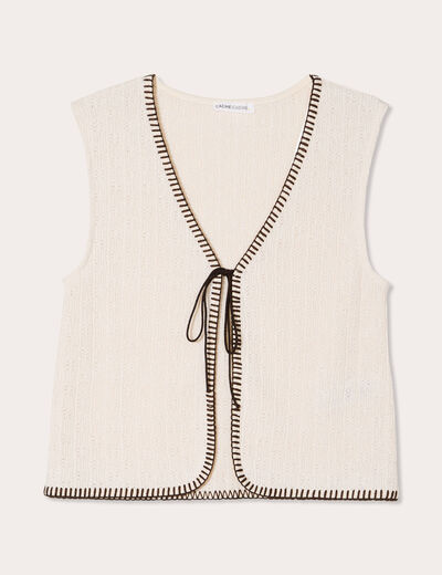 Gilet sans manches ecru femme