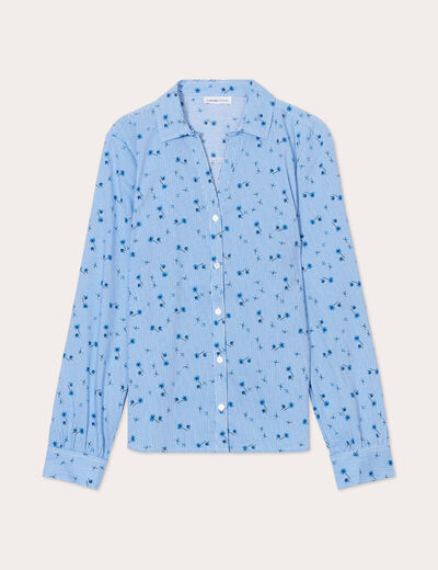 Chemise manches longues bleu violet femme