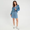 Robe évasée boutonnée bleu clair femme