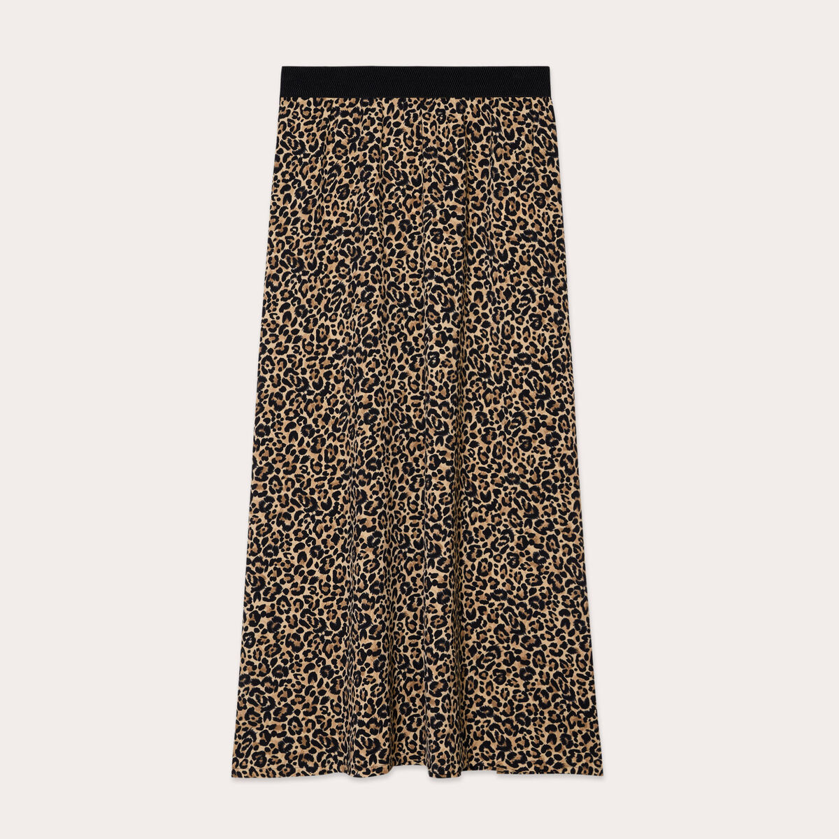 Jupe longue évasée beige femme