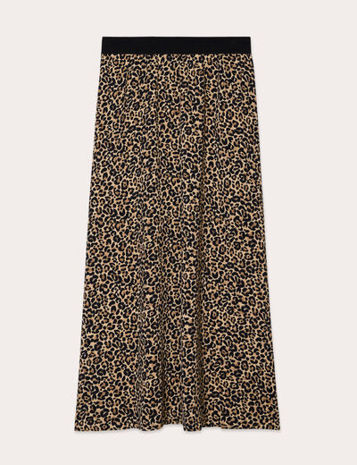 Jupe longue évasée beige femme