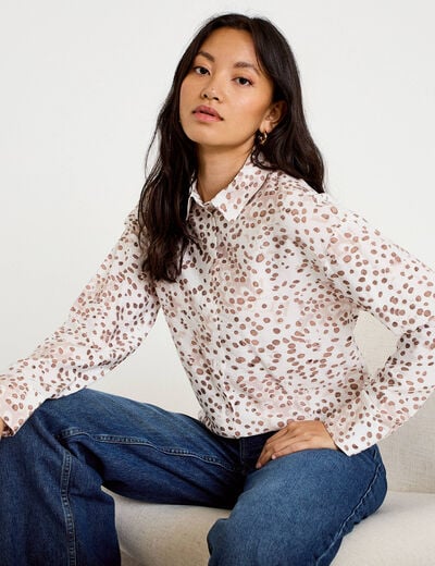 Chemise droite manches longues blanc femme