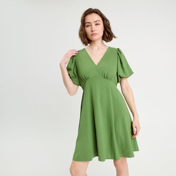 robe trapeze manches courtes vert femme Robe trapèze manches courtes vert femme