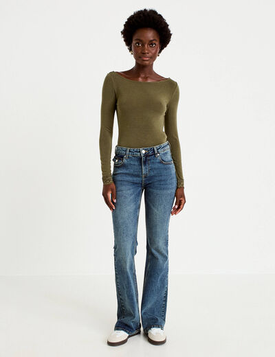 Jean bootcut taille basse denim dirty femme