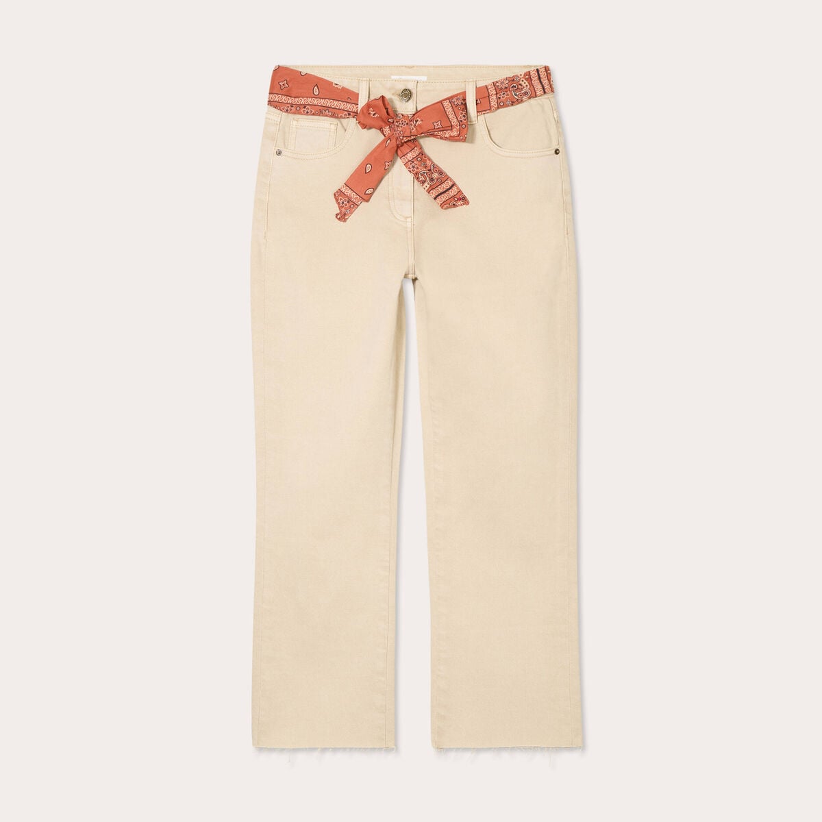 Pantalon flare 7/8&egrave;me marron clair femme