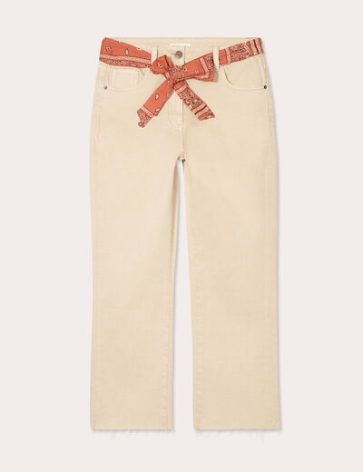 Pantalon flare 7/8ème marron clair femme