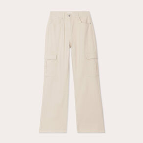 Pantalon large poches cargo ecru femme