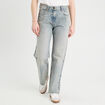 Jeans droit 5 poches denim bleach femme