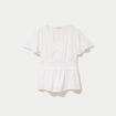 Blouse droite col v manches courtes ecru femme