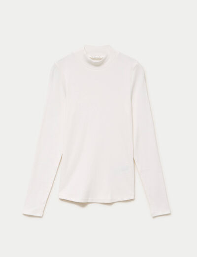 T-shirt ajust&eacute; manches longues ecru femme