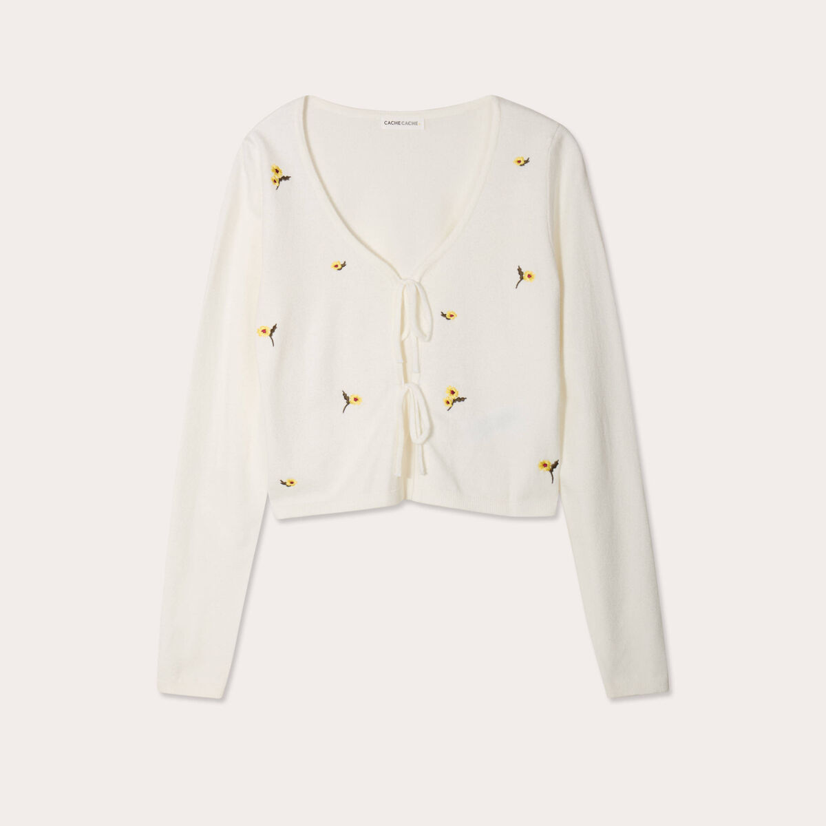 Gilet avec broderie ecru femme