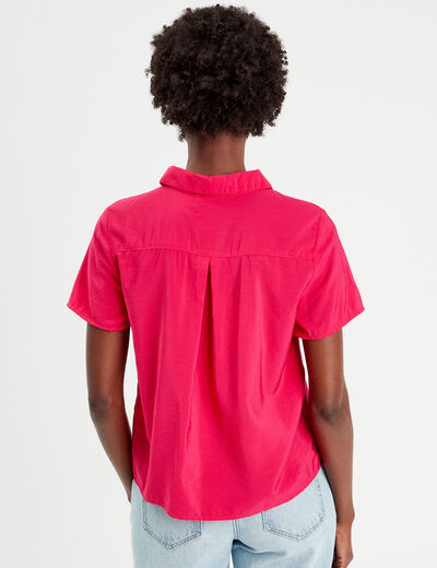 Chemise manches courtes rose fushia femme