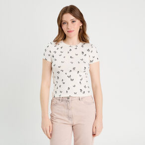 T-shirt manches courtes ajusté blanc femme