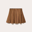 Jupe courte &eacute;vas&eacute;e aspect daim marron fonc&eacute; femme