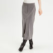 Jupe midi droite fendue gris foncé femme