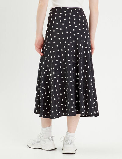 Jupe midi évasée fluide noir femme