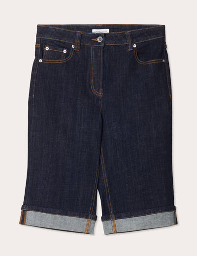 Bermuda large en jean denim brut femme