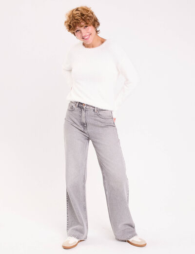 Pull dos nou&eacute; ecru femme