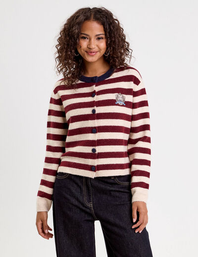 Gilet manches longues bordeaux femme