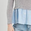 Pull effet 2-en-1 chemise gris clair femme