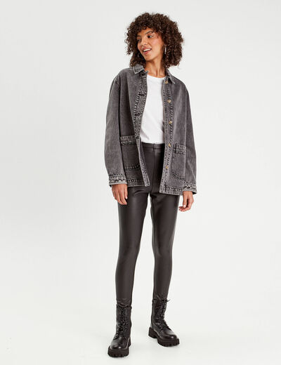 Legging simili cuir noir femme