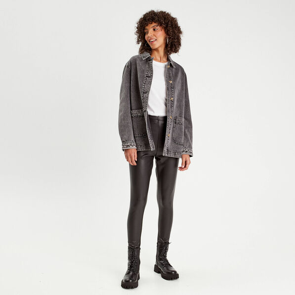 Legging simili cuir noir femme
