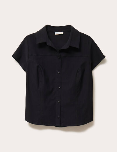 Chemise cintrée manches courtes noir femme