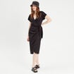 Robe midi portefeuille noir femme