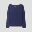 Pull avec boutons bleu marine femme
