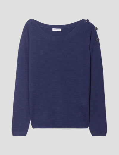 Pull avec boutons bleu marine femme