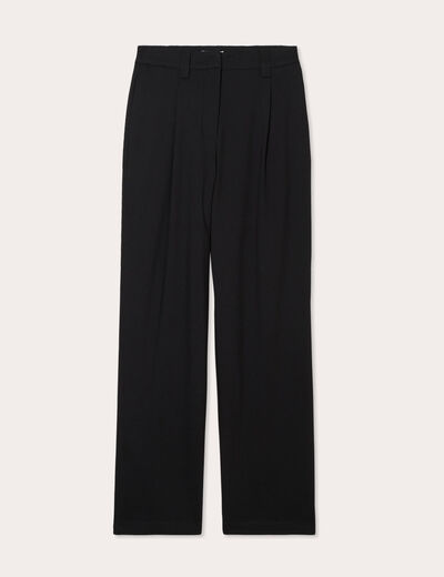 Pantalon large avec pinces noir femme