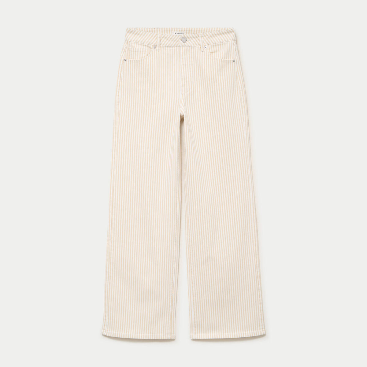 Jean bootcut taille haute beige femme