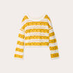 Pull ajouré effet crochet jaune citron femme