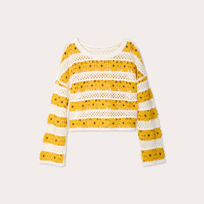 pull ajoure effet crochet jaune citron femme Pull ajouré effet crochet jaune citron femme