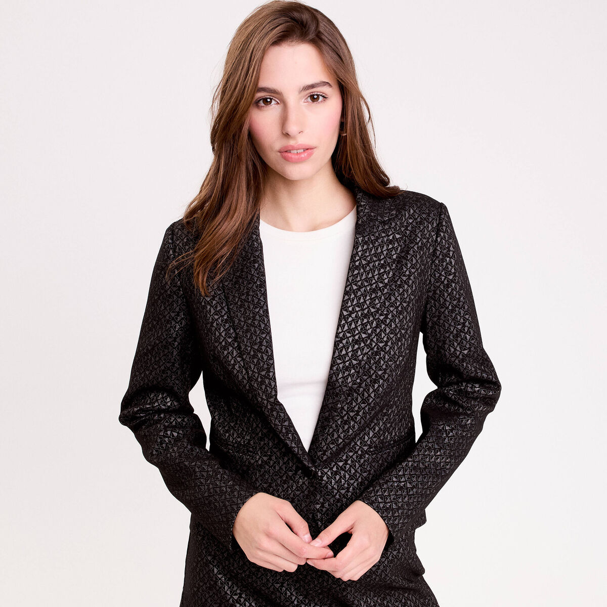 Jhsnjnr Blazer Femme Élégant Manches Longues Col Montant - Manteau Chaud Affaires, Veste Costume Business Chic
