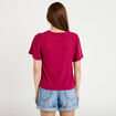 T-shirt manches courtes aspect dentelle rouge femme