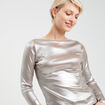 T-shirt aspect métallisé gris argent femme