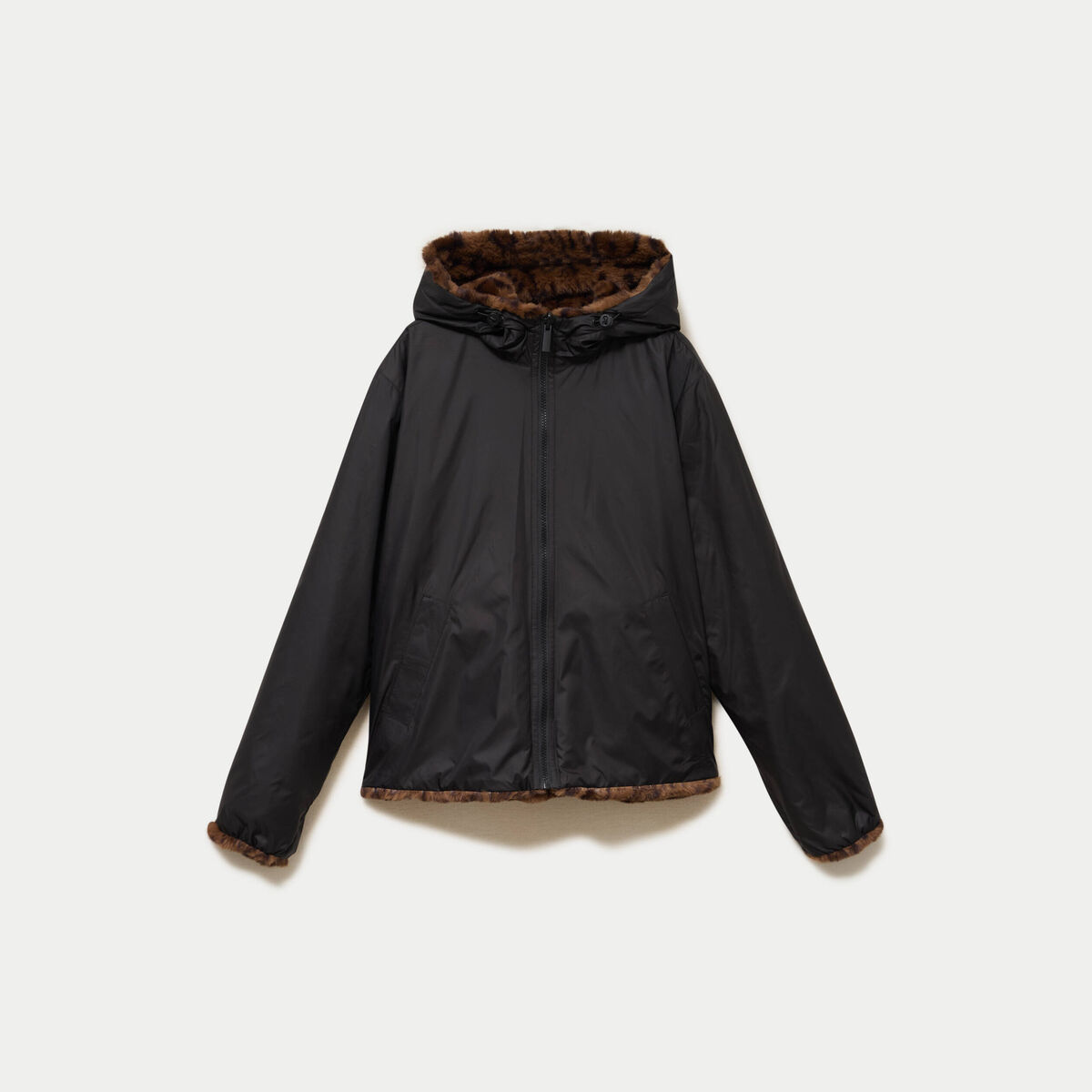 Parka r&eacute;versible &agrave; capuche noir femme