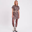 Robe droite boutonnée taupe femme