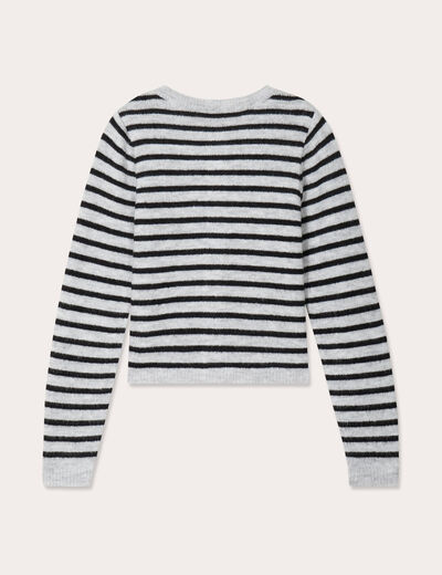 Gilet boutonné col rond gris clair femme