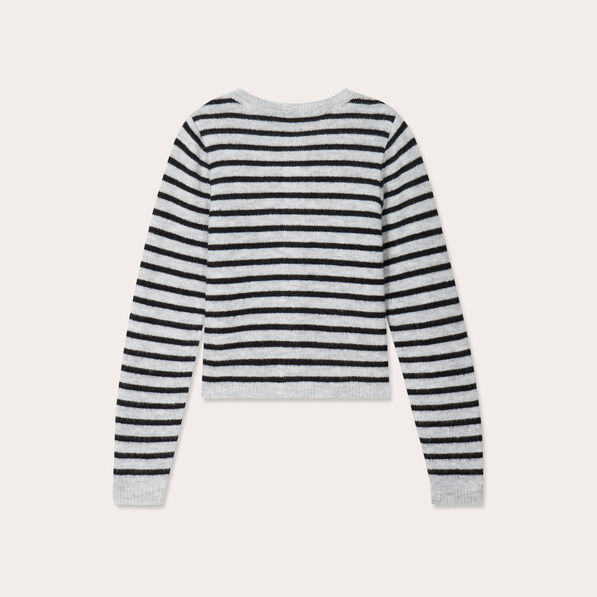 Gilet boutonné col rond gris clair femme