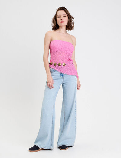 Bandeau ajusté sans manches dentelle rose femme